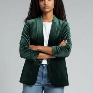 Vintage Forest Green Velvet Blazer Cottagecore Whimsigoth Fairycore Boho Large